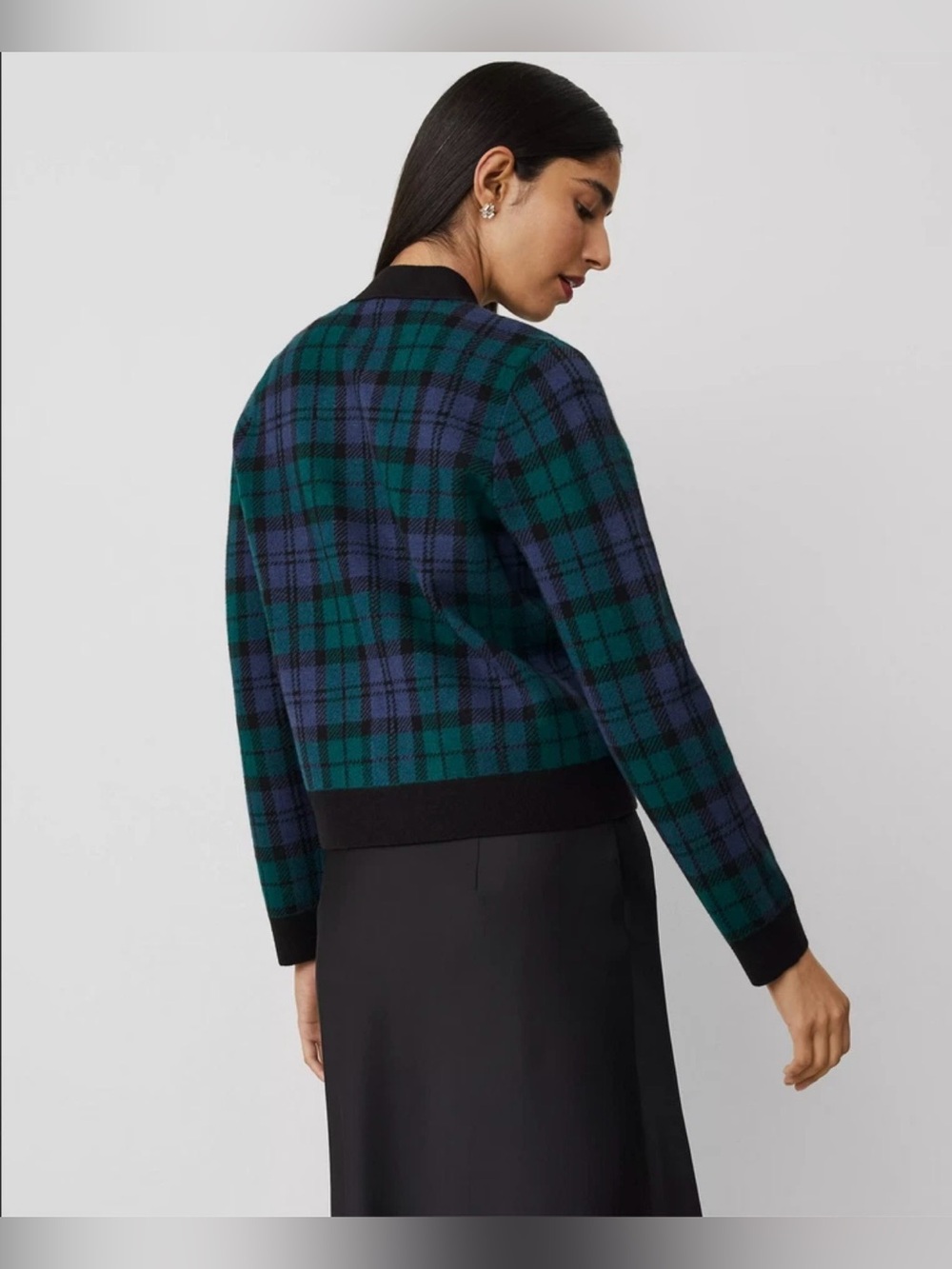 Ann Taylor Blackwatch Plaid Cardigan Preppy Grandpa Country Club Academia - Picture 3 of 10